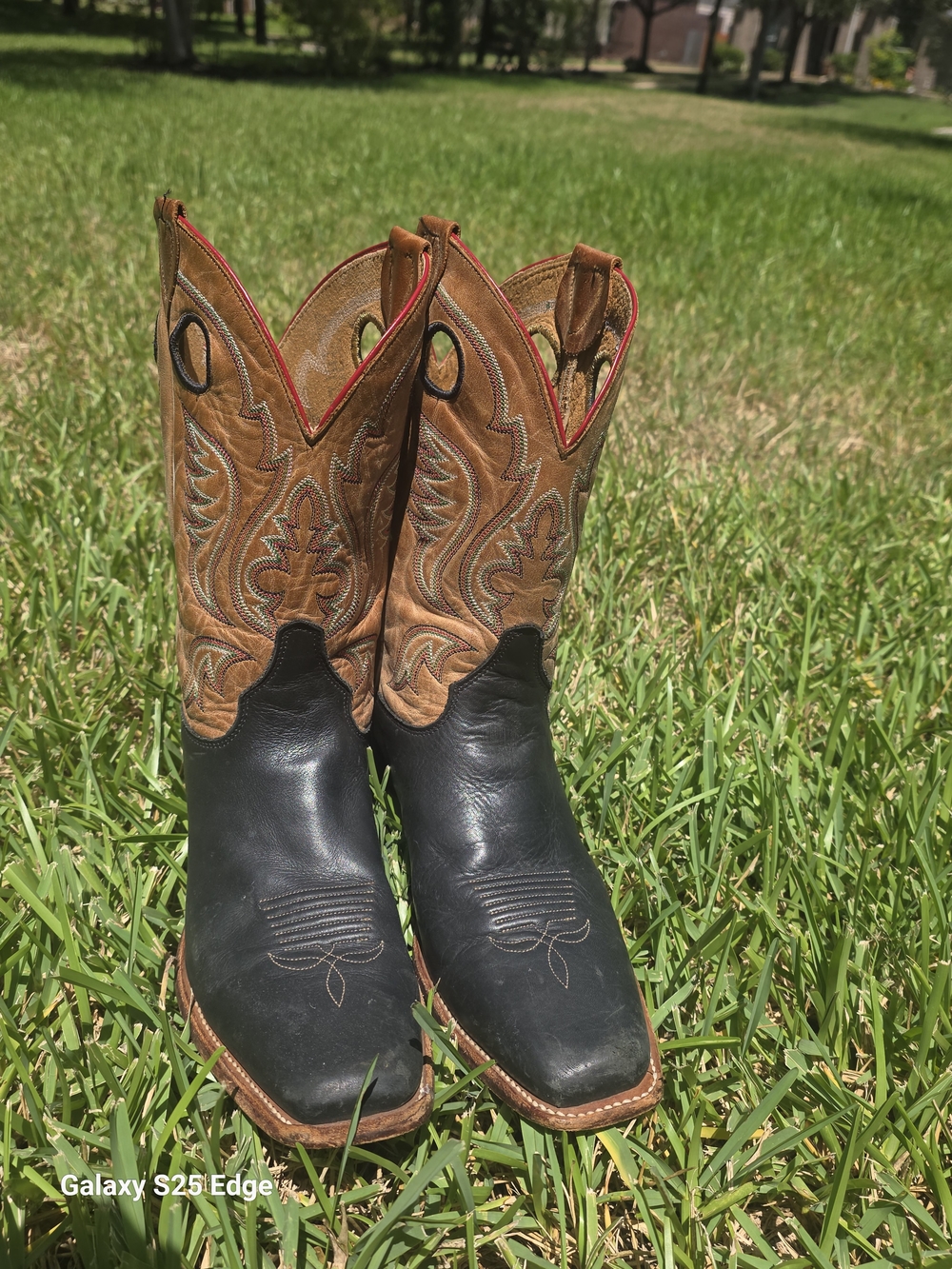 Mens Size 9.5D Justin Cowboy Boots Black & Brown
